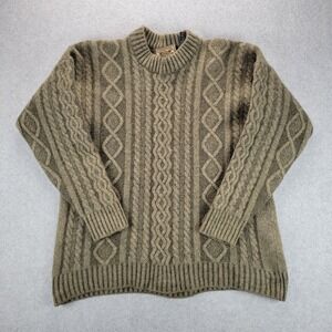 Cabela's Outfitter Series Men's Wool Sweater XL New Zealand Cable Knit Green